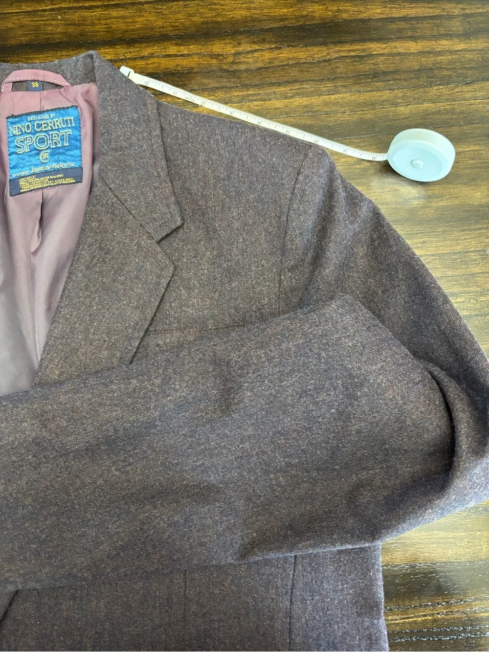 Vintage Nino Cerruti Sport Blazer 38 Wool Blend Tweed Burgundy Men’s